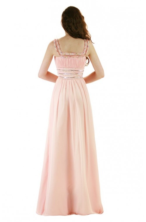 Gorgeous Baby Pink Evening Light Pink Dress With Beadings & Crystals