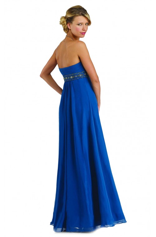 Lovely Strapless Royal Blue Full Length Evening Bridesmaid Dress
