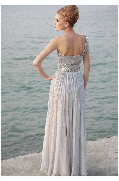 One Shoulder Long Evening Dress, Ball Gown, Prom Dress and Bridesmaid Dress