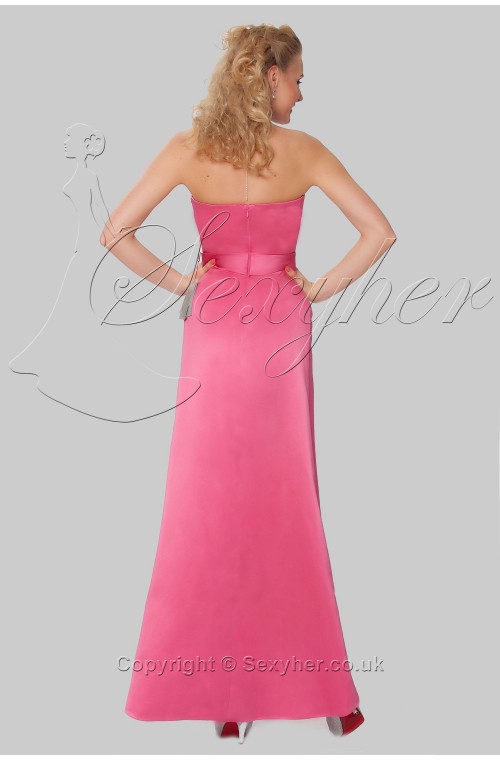 SEXYHER Lovely Strapless Bowknot Ruche Bridesmaids Formal Evening Dress