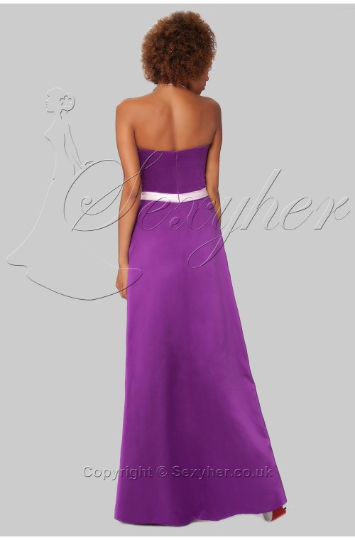 SEXYHER Gorgeous Floor-Length Strapless With White Belt Bridesmaids Formal Evening Dress 
