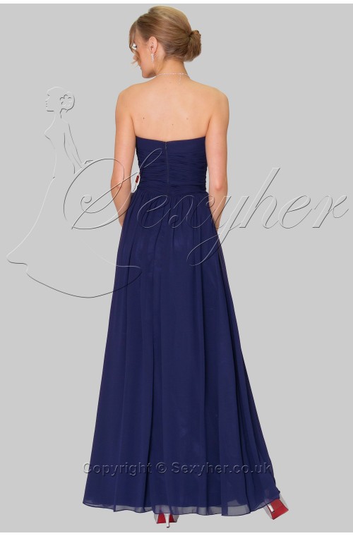 SEXYHER Full Length Strapless Dark Blue Bridesmaids Formal Evening Dress - EDJ1637