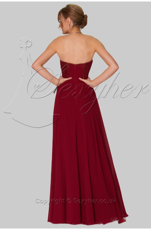 SEXYHER Full Length Strapless Chiffon Bridesmaids Formal Evening Dress -EDJ1668