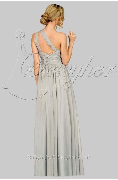SEXYHER One Shoulder Ruching Style Light Grey Bridesmaids Formal Floor-length Evening Dress -EDJ1741