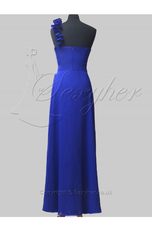 SEXYHER One Shoulder Ruching Style Royal Blue Bridesmaids Formal Floor-length Evening Dress -EDJ1749