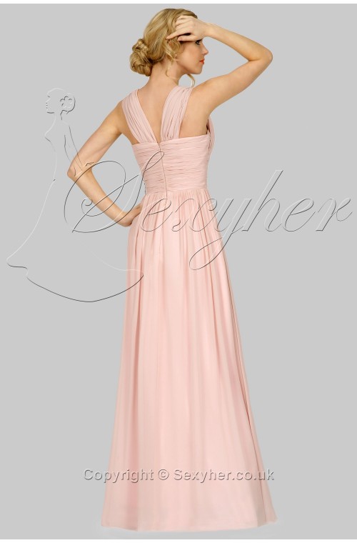 SEXYHER Square Neckline Criss-Cross ruching Light Pink Bridesmaids Formal Floor-length Evening Dress -EDJ1750