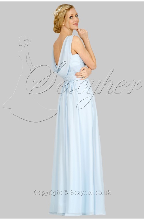 SEXYHER Regular Straps Cowl  Neckline Backless Cloudy Blue Bridesmaids Formal Floor-length Evening Dress -EDJ1755