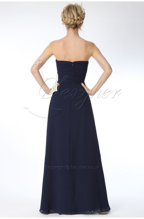 SEXYHER Strapless Beading Dark Blue Bridesmaids Formal Evening Dress -EDJ1761