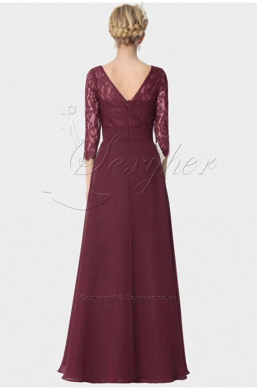 SEXYHER  Bateau Neckline Lace Details Bridesmaids Formal Evening Dress -EDJ1790