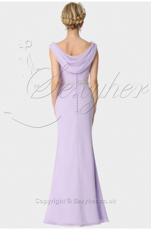SEXYHER Beading Decoration Sashes Ribbons Details Lilac Bridesmaids Formal Evening Dress -EDJ1817