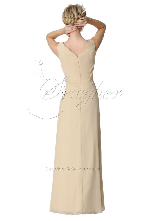 SEXYHER Regular Straps V-neck  Light Beige Bridesmaids Formal Evening Dress -EDJ1818