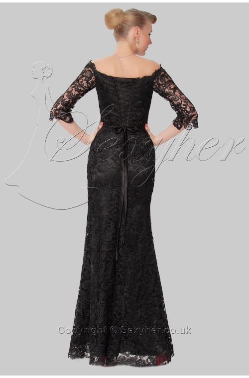 SEXYHER Charming Lace Covered Long Evening Black,Royal Blue Bridesmaid Dress