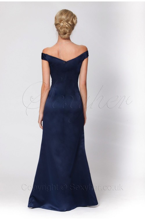Gorgeous Midnight Blue Beaded Long Evening Bridesmaid Dress