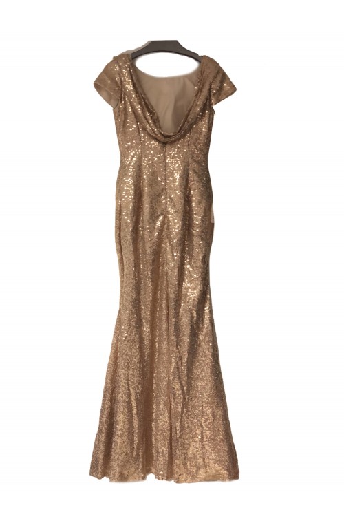 Sequinned fitted evening dress with cowl back in 2 colours -EDJ1753S