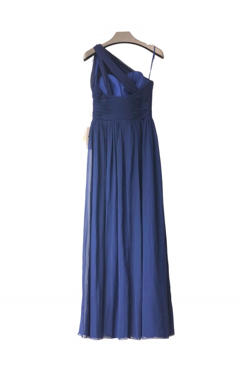 Navy UK8- One Shoulder Ruching Style Bridesmaids Formal Floor-length Evening Dress -EDJ1741S/1