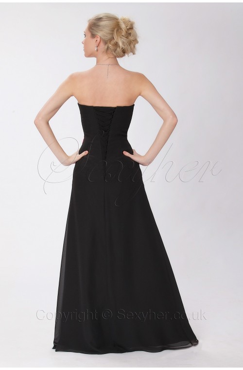 Elegant Strapless Chiffon Long Evening Bridesmaid Dress-ED9011S/2