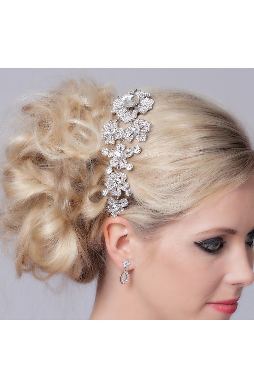 Crystal Flowers Headpiece with Plated Diamante Details