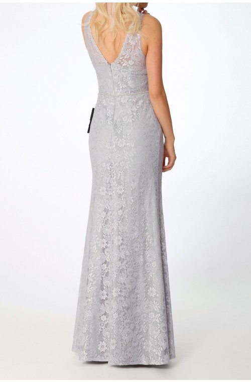UK10 silver Charming Lace  Evening Bridesmaid Dress-EDYP8006S