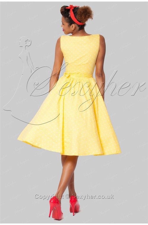 SEXYHER Ladies 1950's Vintage Style Classic Yellow Dress