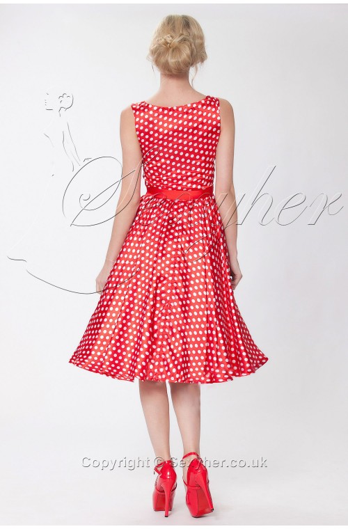 SEXYHER Classy Audrey Hepburn Style Vintage 1950's Pinup Polka Dot Evening Dress
