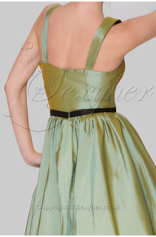 SEXYHER Ladies 1950's Vintage Style Taffetas Braces With Delicate Buttons Classic Dress - RBJW1619